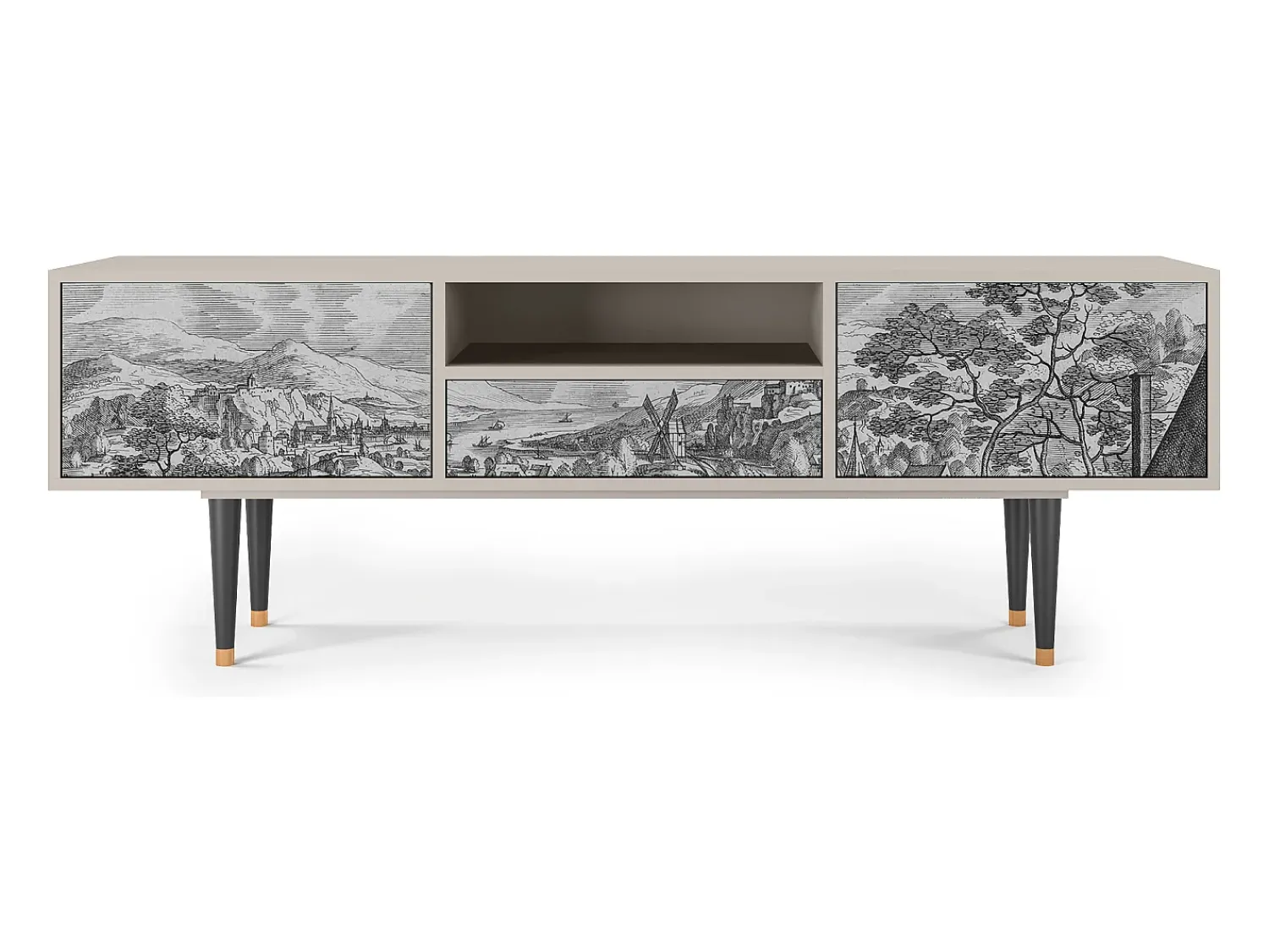 Móvel De Tv| Mueble de TV - 170х59х41 cm - T6 - Bird Dropping, Areia Bege