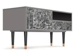 Mueble de TV - 115х59х48 cm - T3 - Bird Dropping, Cinza^ Móvel De Tv