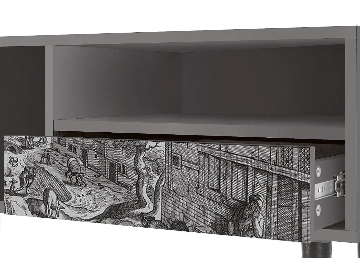 Mueble de TV - 115х59х48 cm - T3 - Bird Dropping, Cinza^ Móvel De Tv