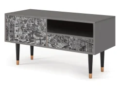 Mueble de TV - 115х59х48 cm - T3 - Bird Dropping, Cinza^ Móvel De Tv