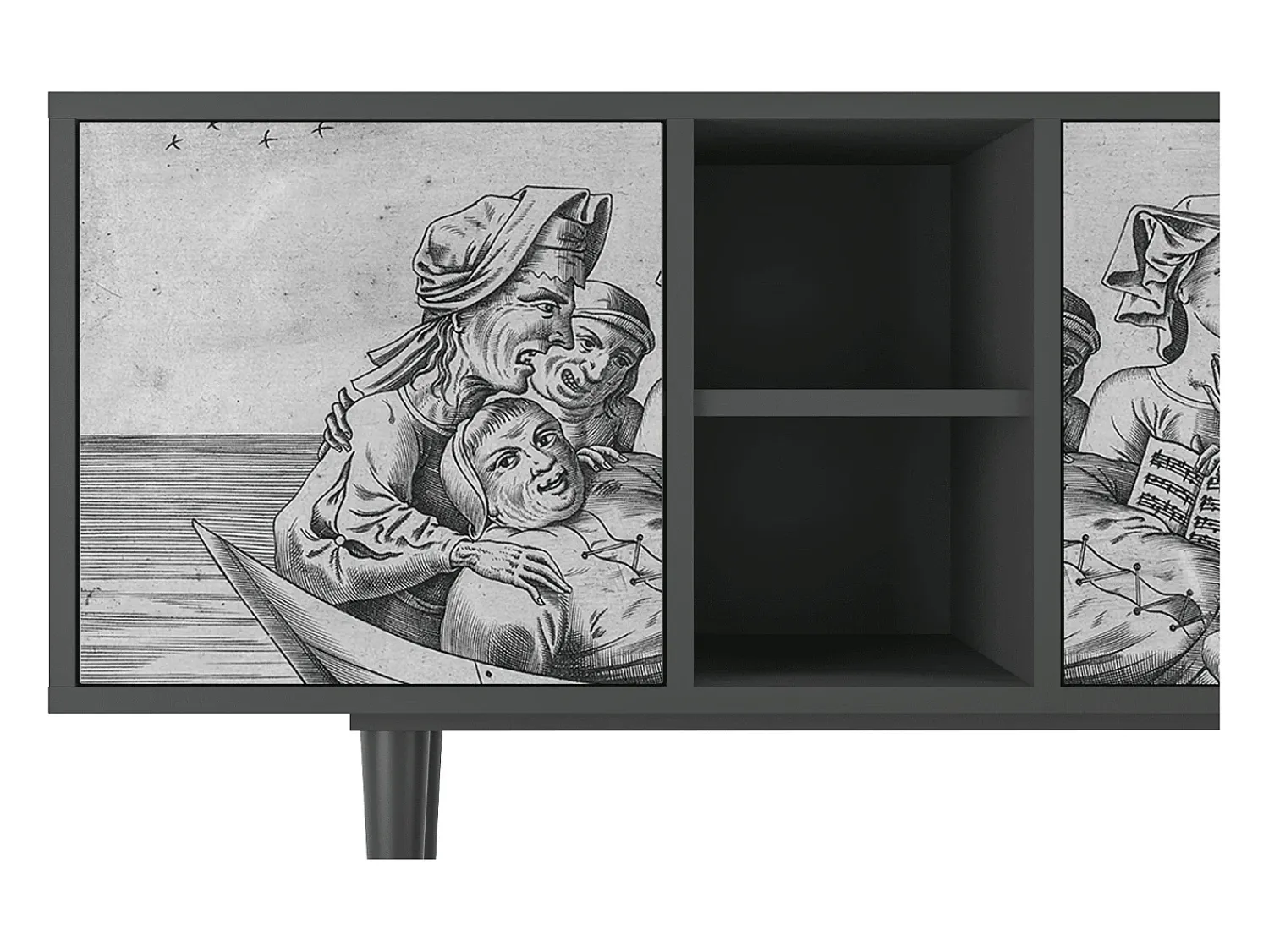 New Mueble de TV - 150х69х41 cm - T5 - Blau Schuyte, Antracite Cinza antracite