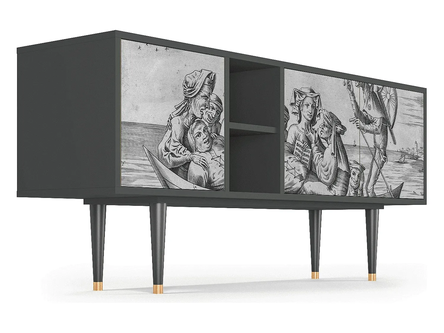 New Mueble de TV - 150х69х41 cm - T5 - Blau Schuyte, Antracite Cinza antracite