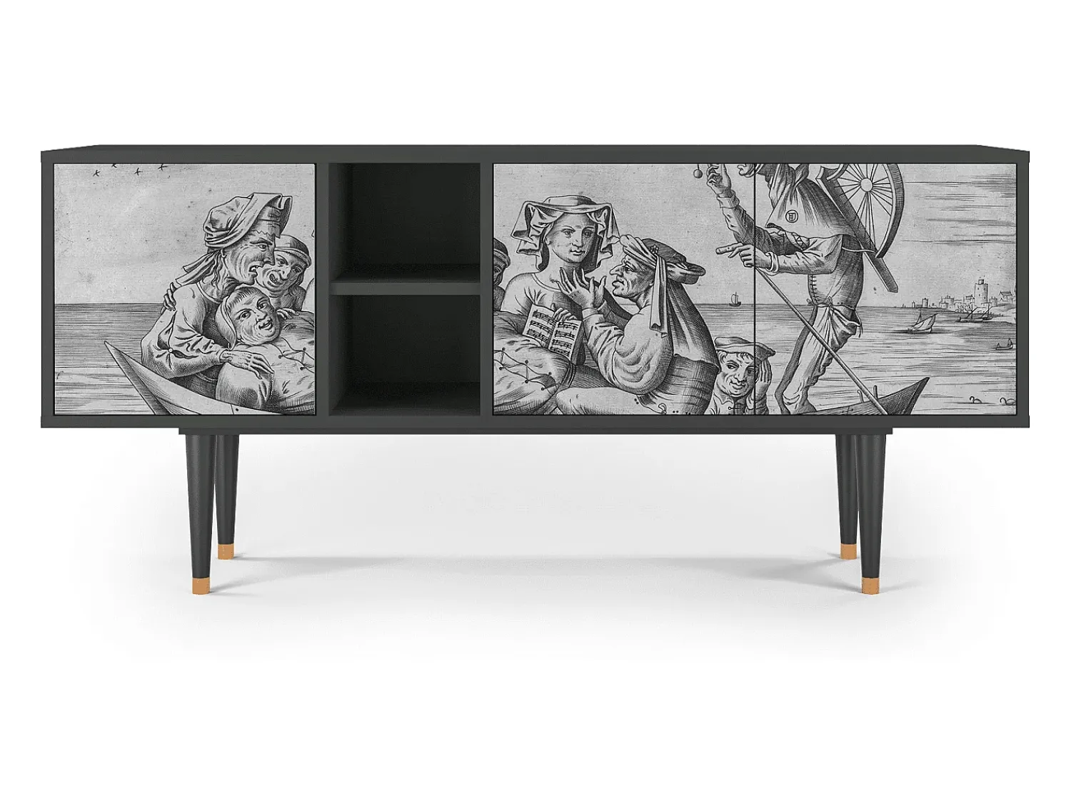 New Mueble de TV - 150х69х41 cm - T5 - Blau Schuyte, Antracite Cinza antracite