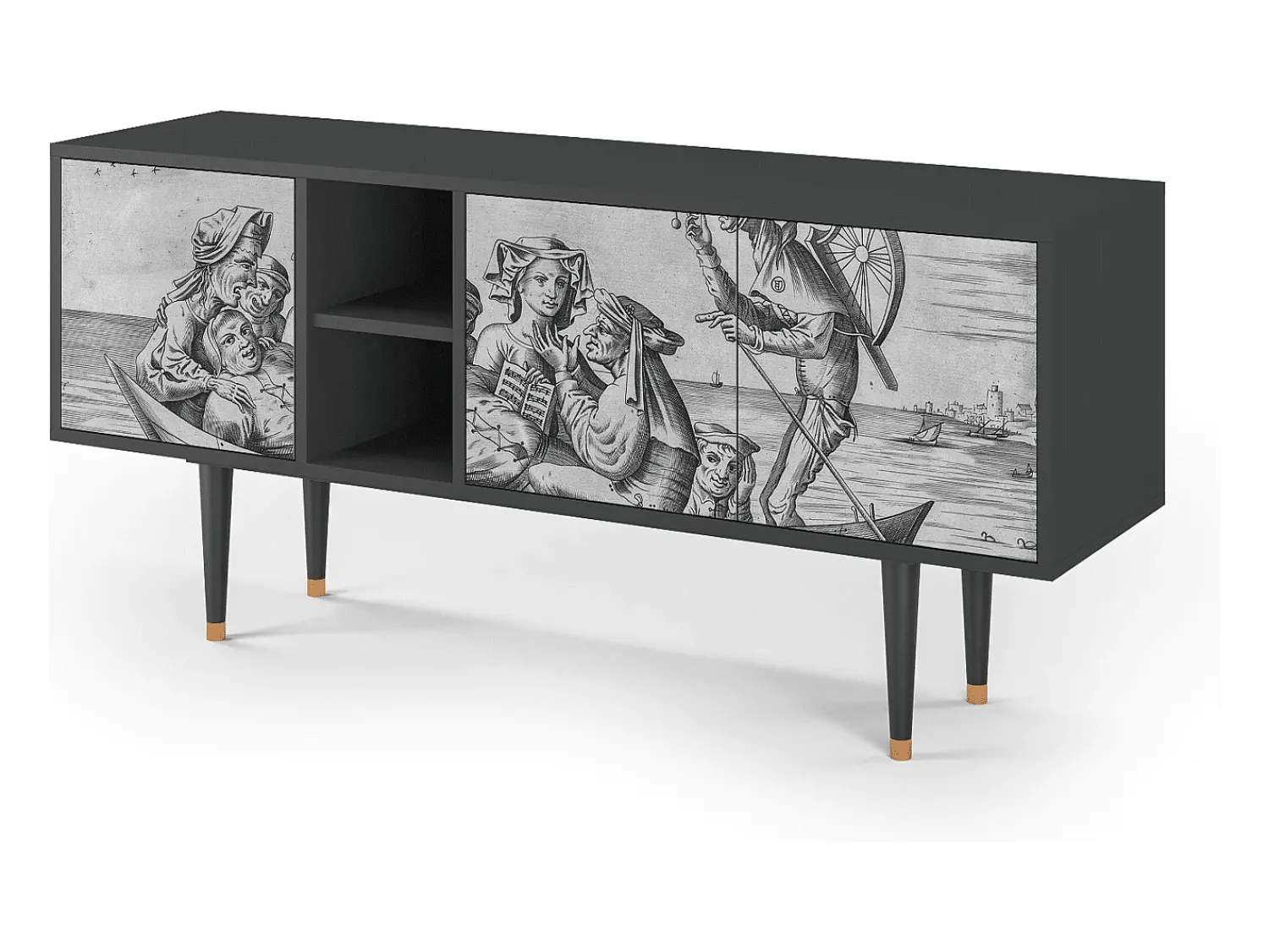 New Mueble de TV - 150х69х41 cm - T5 - Blau Schuyte, Antracite Cinza antracite