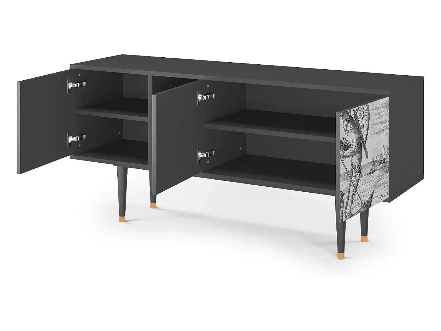 New Mueble de TV - 150х69х41 cm - T5 - Blau Schuyte, Antracite Cinza antracite