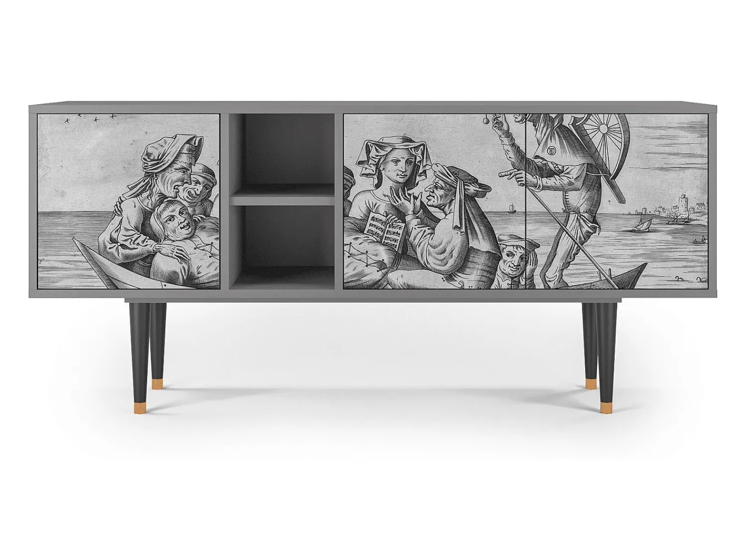 Móvel De Tv* Mueble de TV - 150х69х41 cm - T5 - Blau Schuyte, Cinza Cinzento