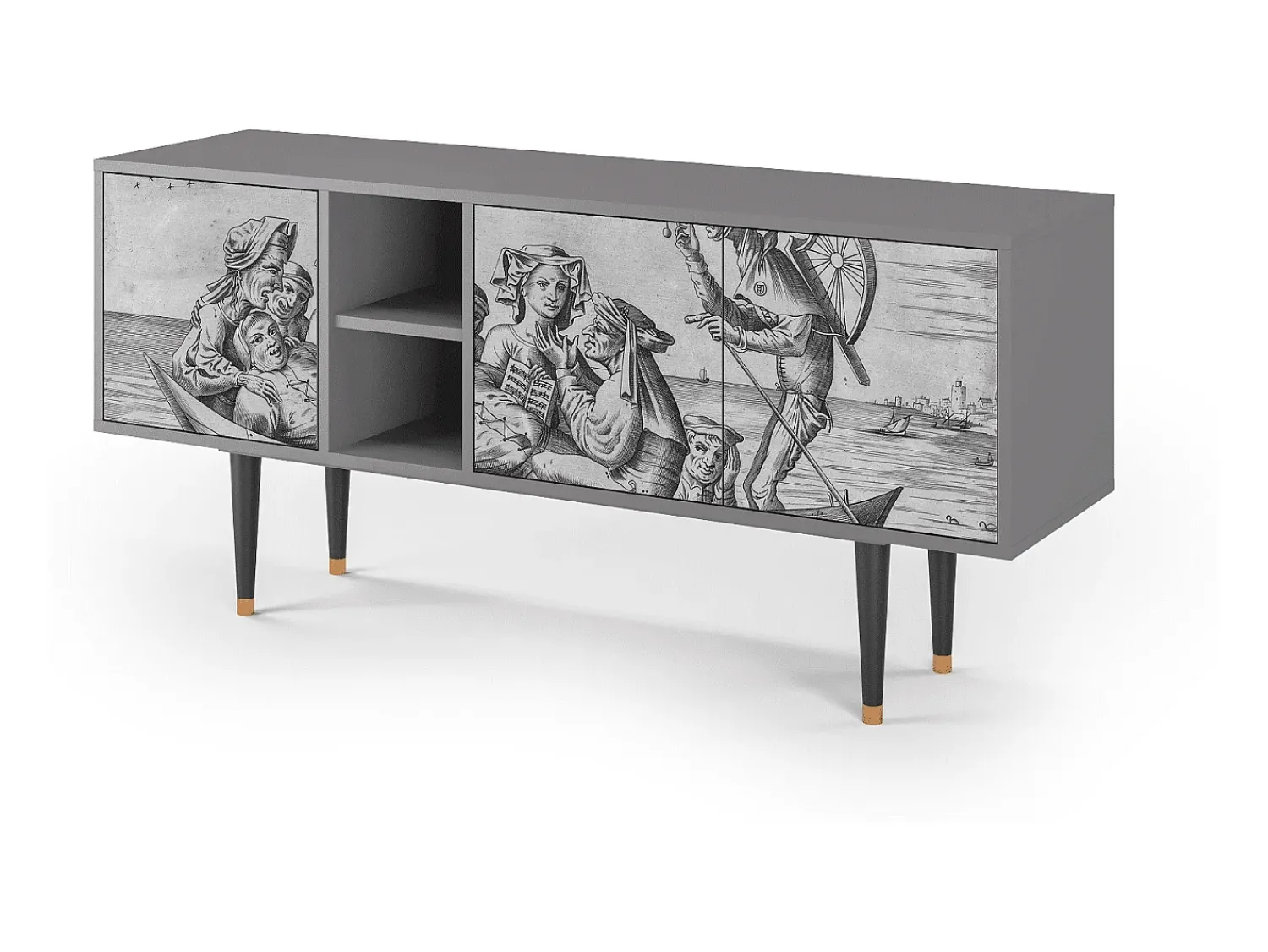 Móvel De Tv* Mueble de TV - 150х69х41 cm - T5 - Blau Schuyte, Cinza Cinzento