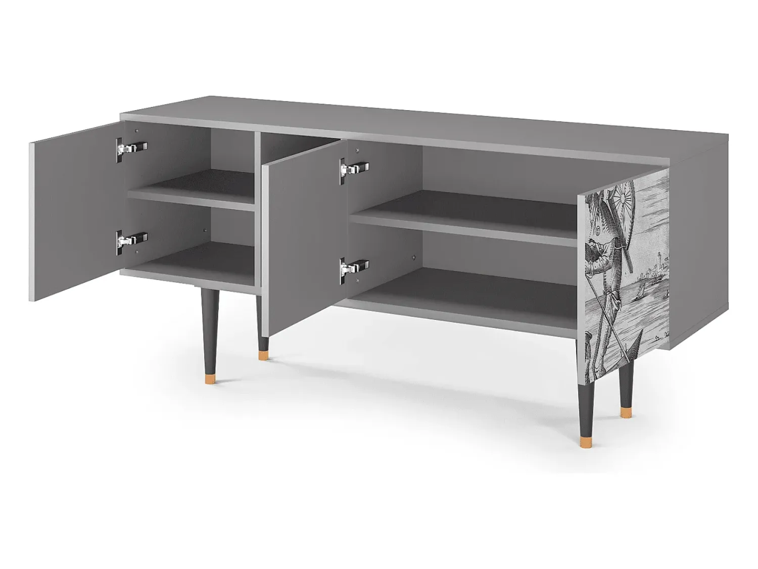 Móvel De Tv* Mueble de TV - 150х69х41 cm - T5 - Blau Schuyte, Cinza Cinzento