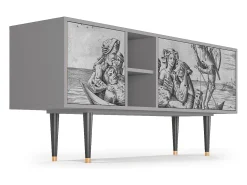 Móvel De Tv* Mueble de TV - 150х69х41 cm - T5 - Blau Schuyte, Cinza Cinzento