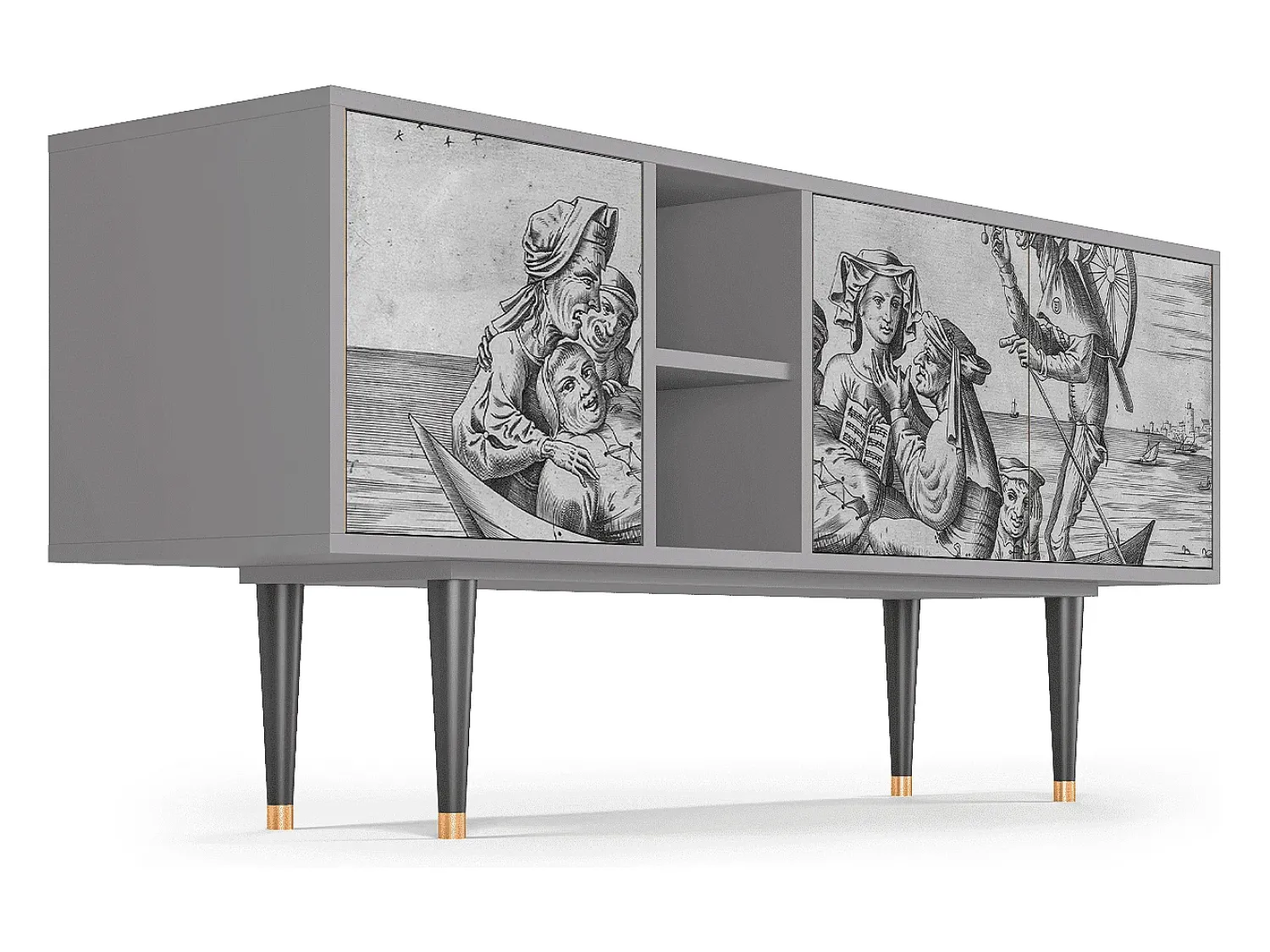 Móvel De Tv* Mueble de TV - 150х69х41 cm - T5 - Blau Schuyte, Cinza Cinzento