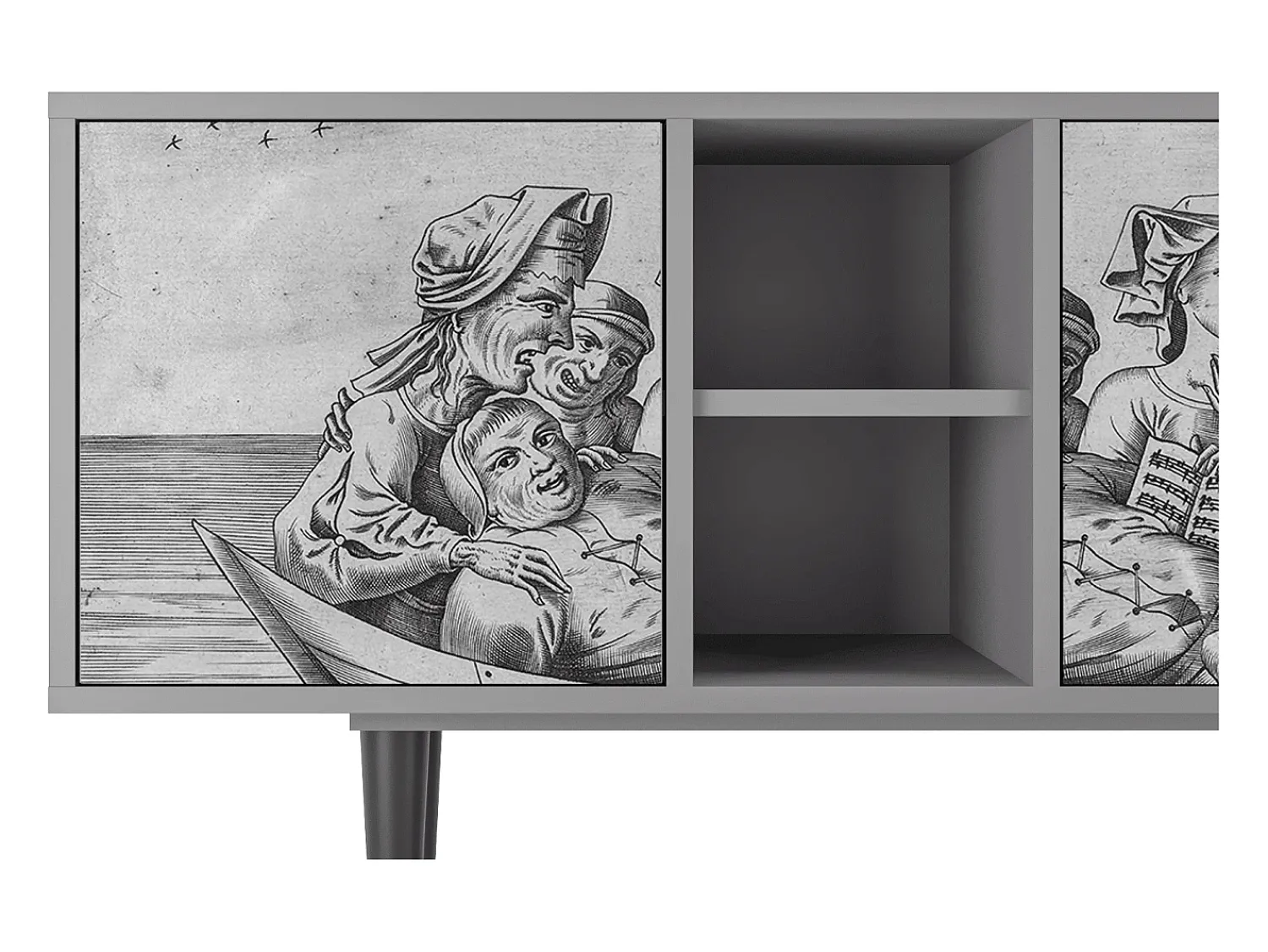 Móvel De Tv* Mueble de TV - 150х69х41 cm - T5 - Blau Schuyte, Cinza Cinzento