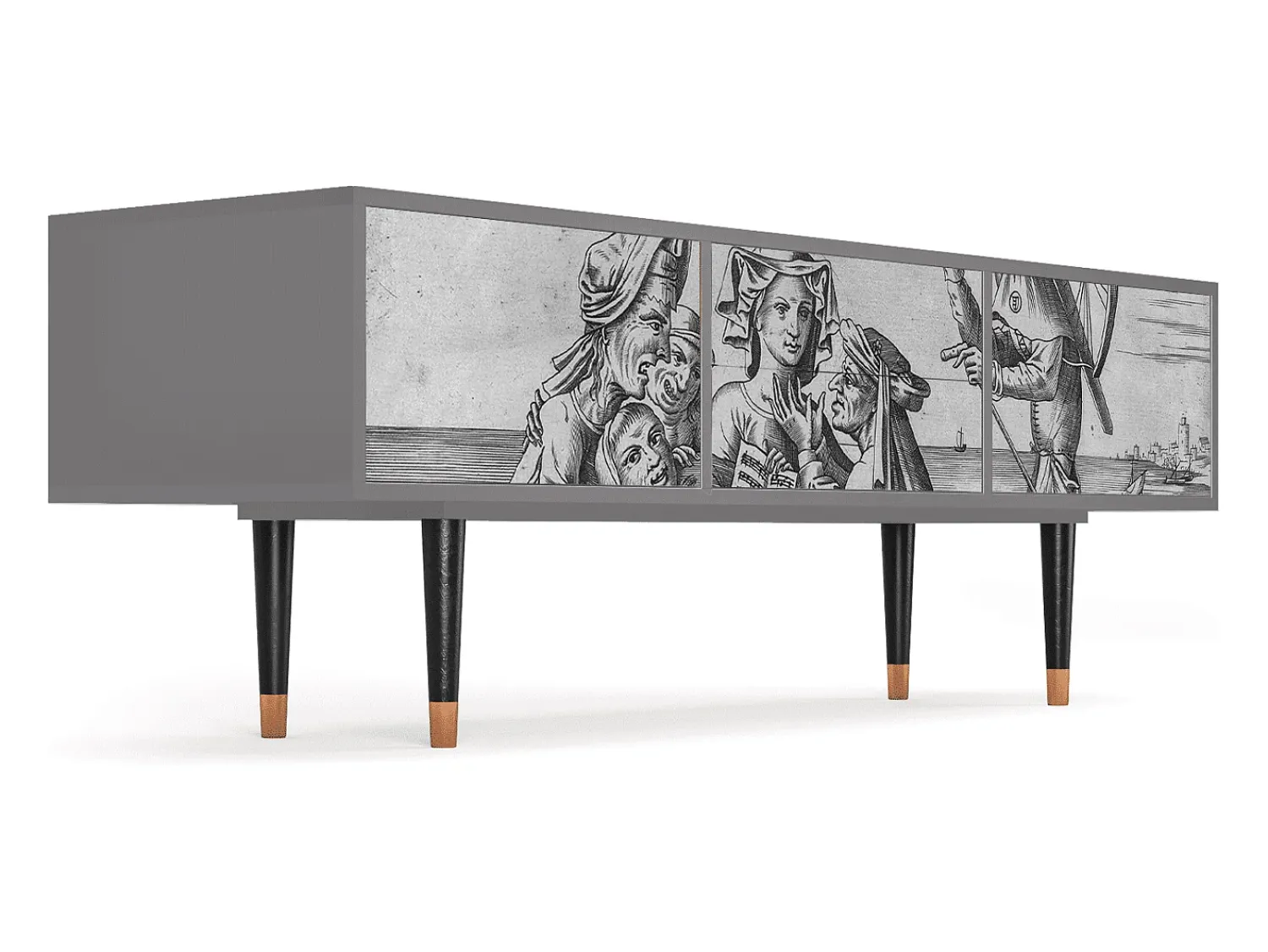 Móvel De Tv| Mueble de TV - 170х59х48 cm - T4 - Blau Schuyte, Cinza Cinzento