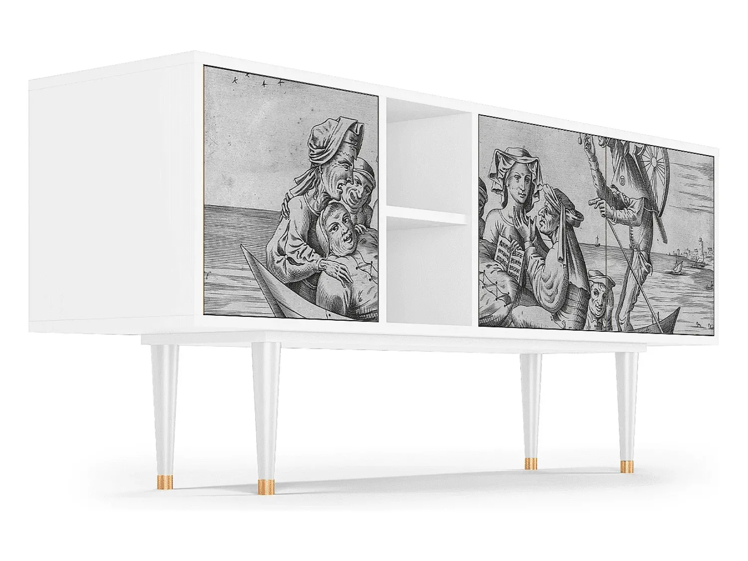 Móvel De Tv* Mueble de TV - 150х69х41 cm - T5 - Blau Schuyte, Branco Bege