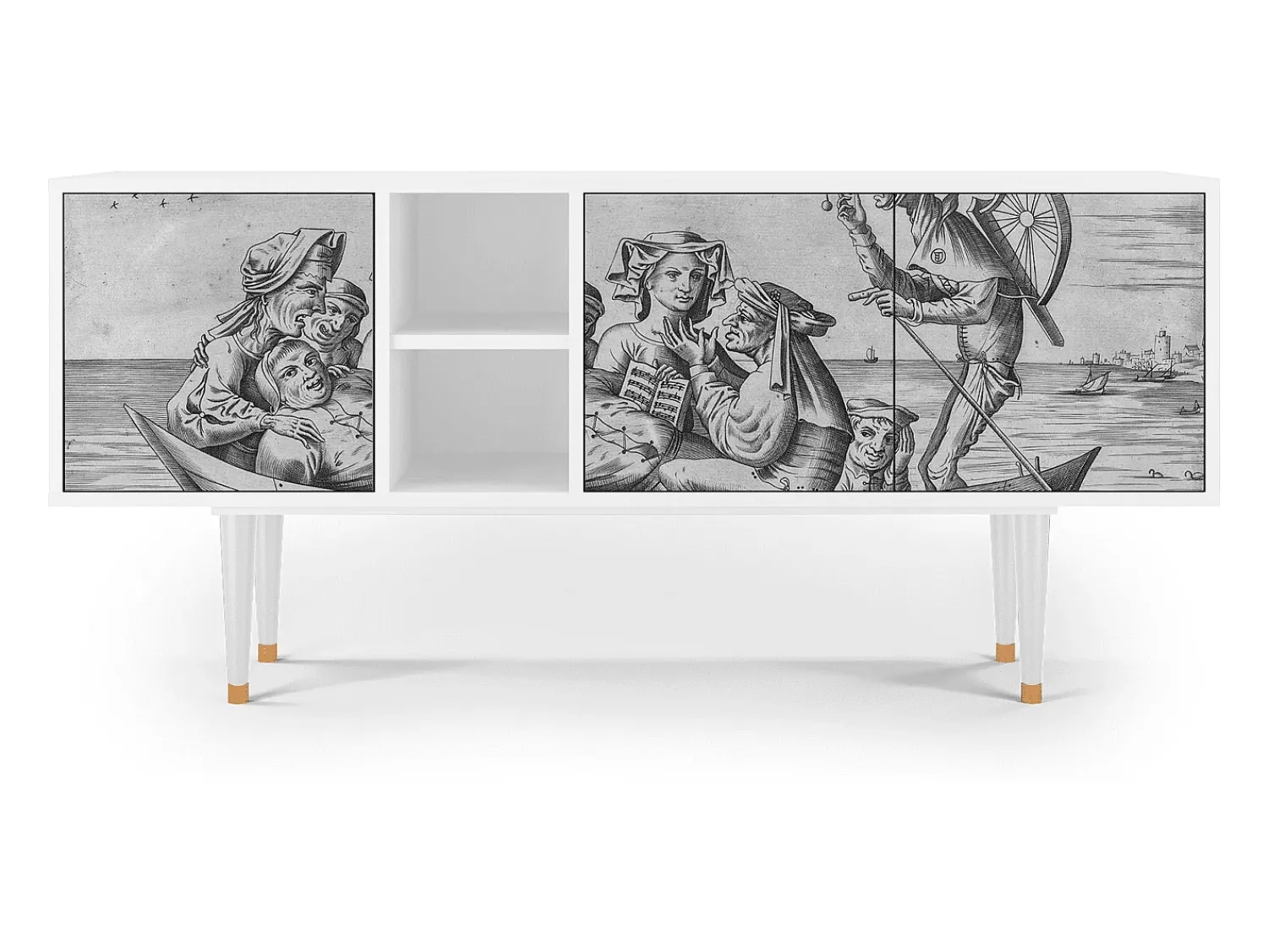 Móvel De Tv* Mueble de TV - 150х69х41 cm - T5 - Blau Schuyte, Branco Bege