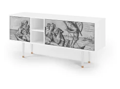 Móvel De Tv* Mueble de TV - 150х69х41 cm - T5 - Blau Schuyte, Branco Bege