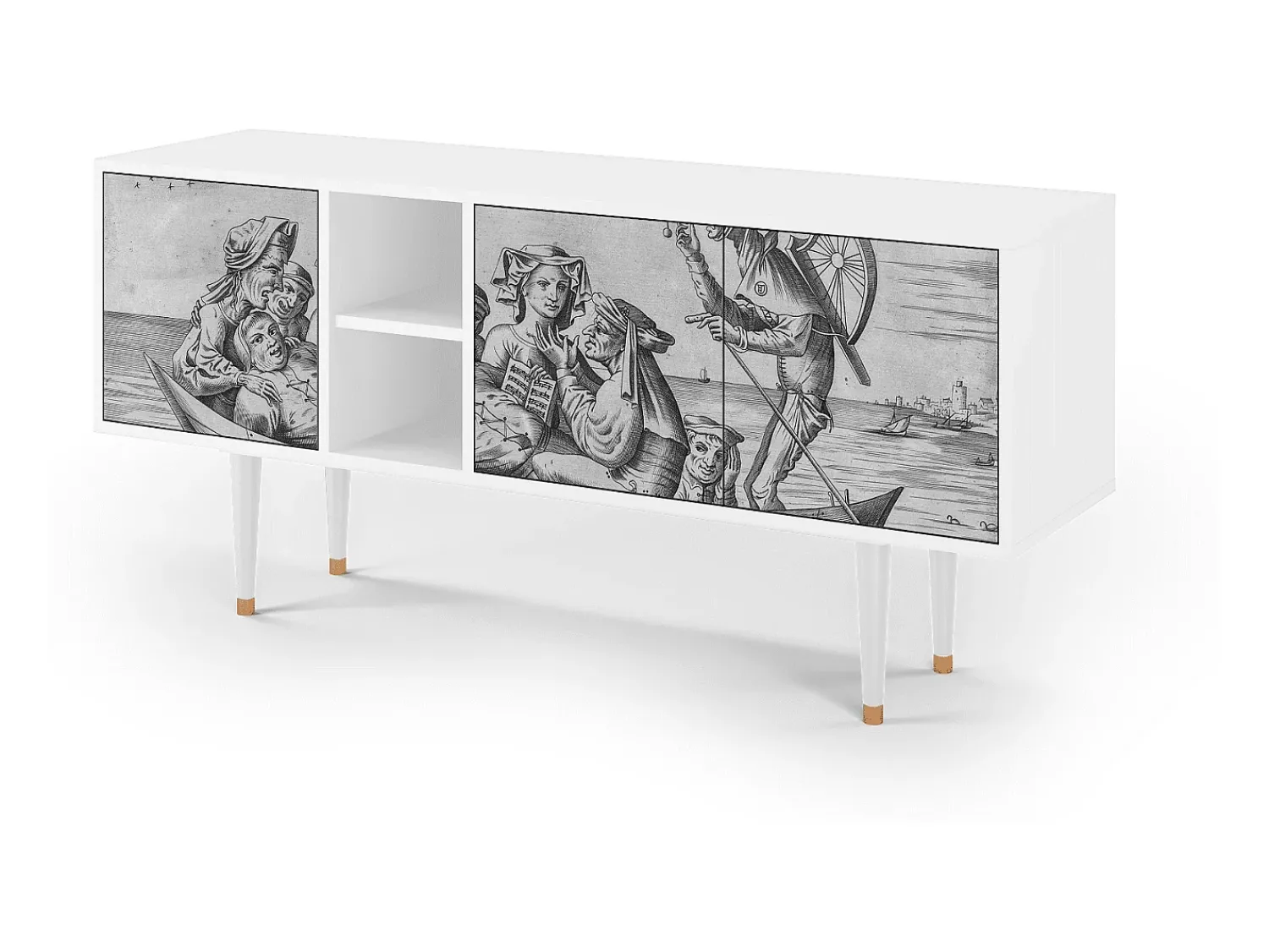 Móvel De Tv* Mueble de TV - 150х69х41 cm - T5 - Blau Schuyte, Branco Bege