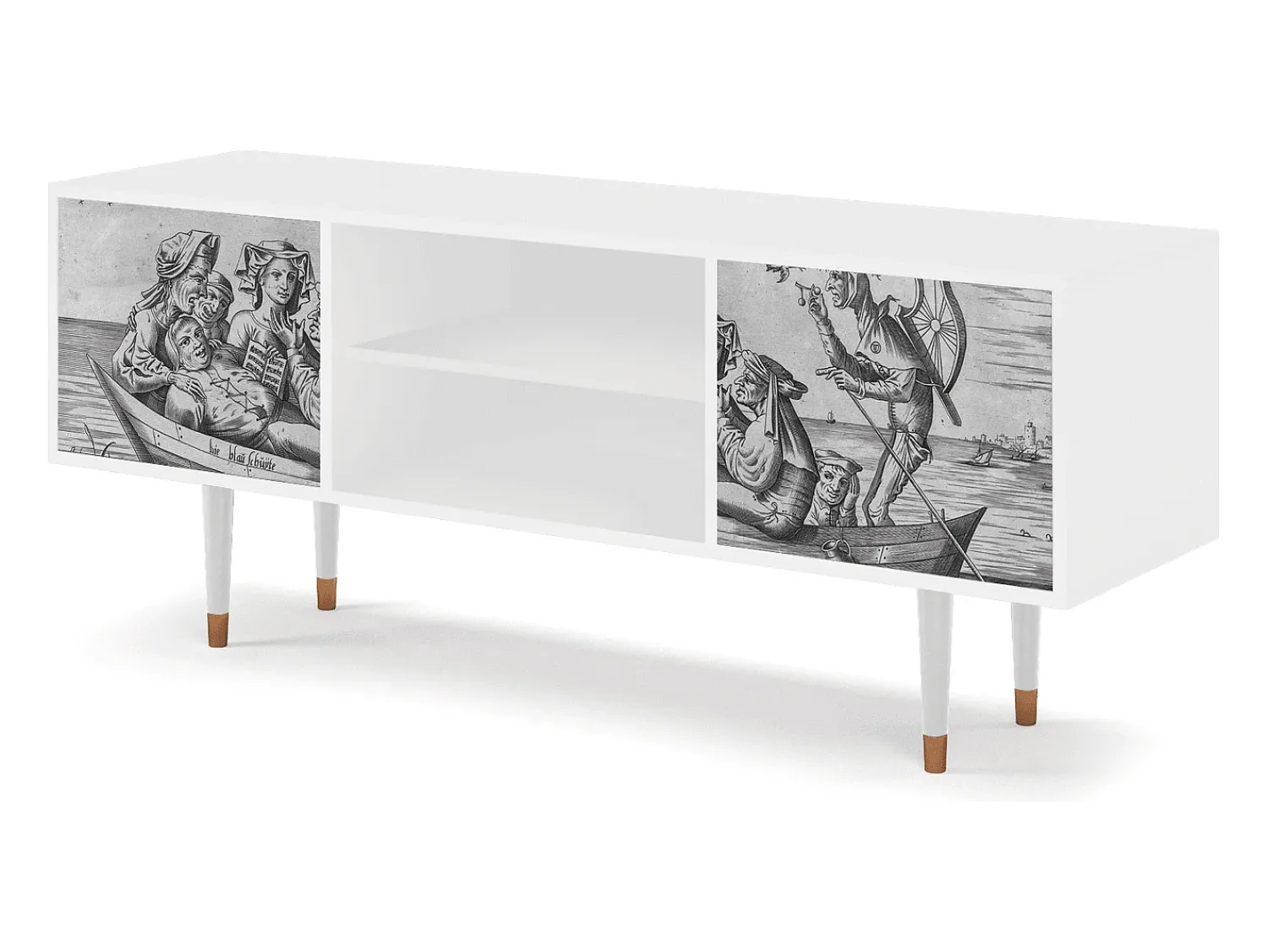 Móvel De Tv* Mueble de TV - 170х69х48 cm - T2 - Blau Schuyte, Branco Bege