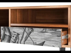 Móvel De Tv* Mueble de TV - 115х59х48 cm - T3 - Blau Schuyte, Nogueira Castanho