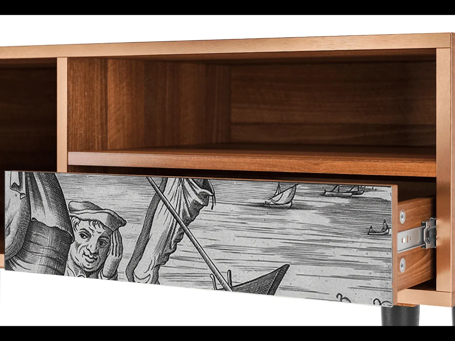 Móvel De Tv* Mueble de TV - 115х59х48 cm - T3 - Blau Schuyte, Nogueira Castanho