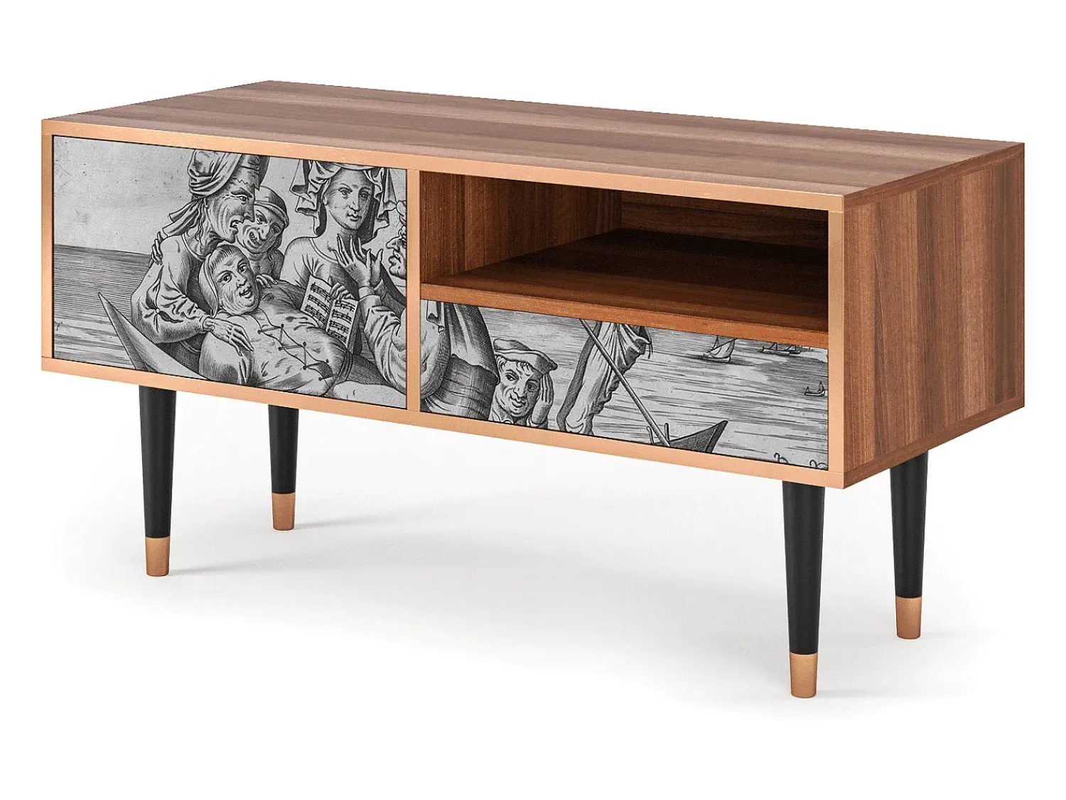 Móvel De Tv* Mueble de TV - 115х59х48 cm - T3 - Blau Schuyte, Nogueira Castanho
