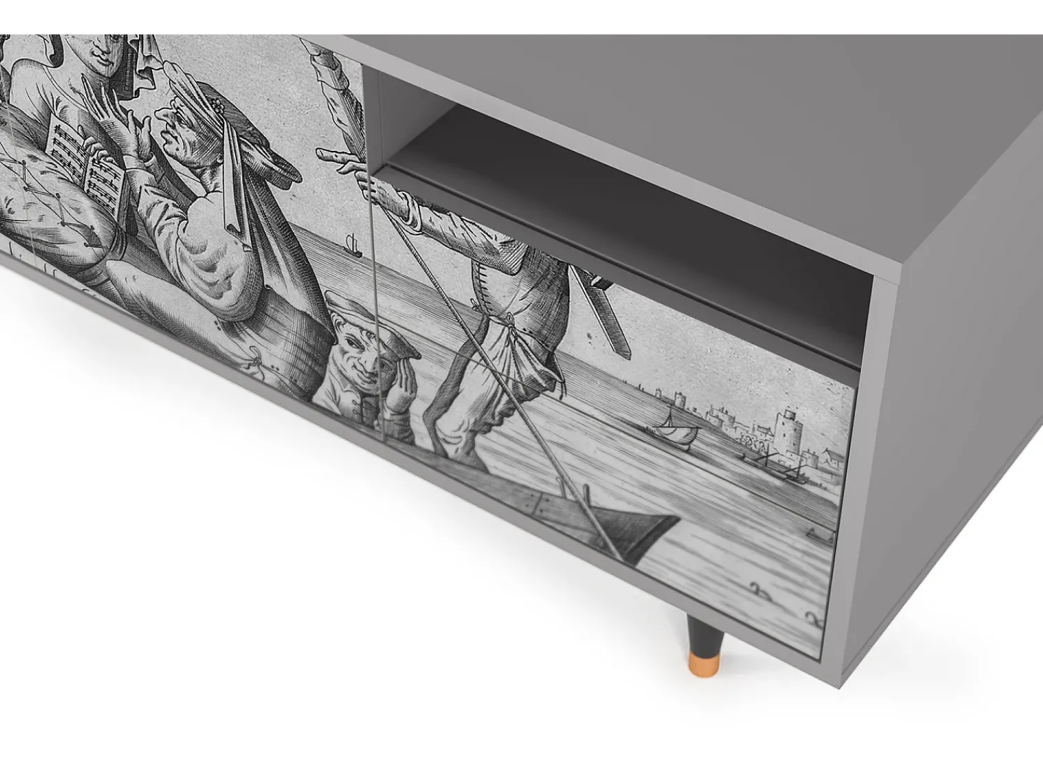 Móvel De Tv| Mueble de TV - 125х56х41 cm - T7 - Blau Schuyte, Cinza Cinzento