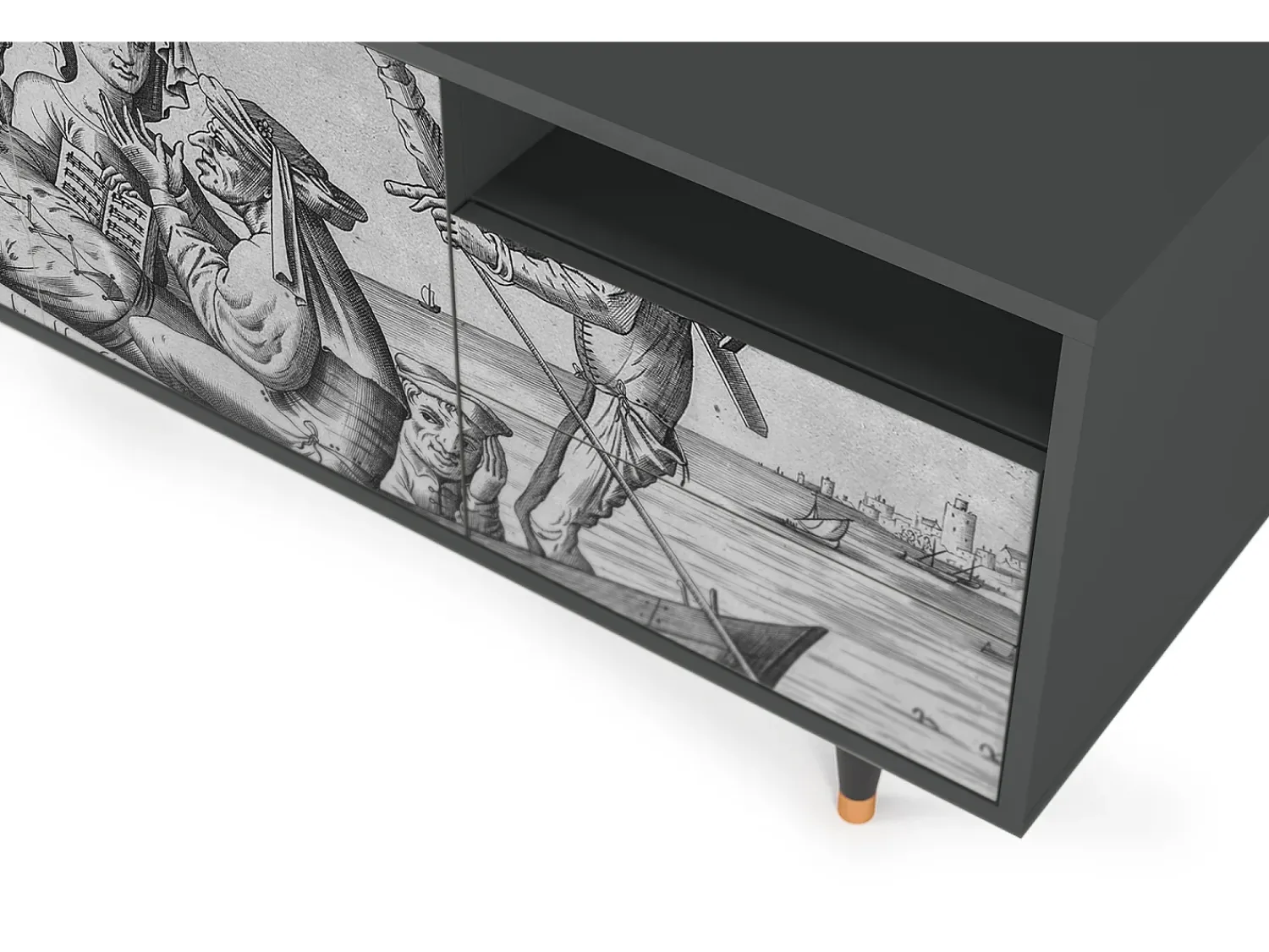 Móvel De Tv| Mueble de TV - 125х56х41 cm - T7 - Blau Schuyte, Antracite Cinza antracite
