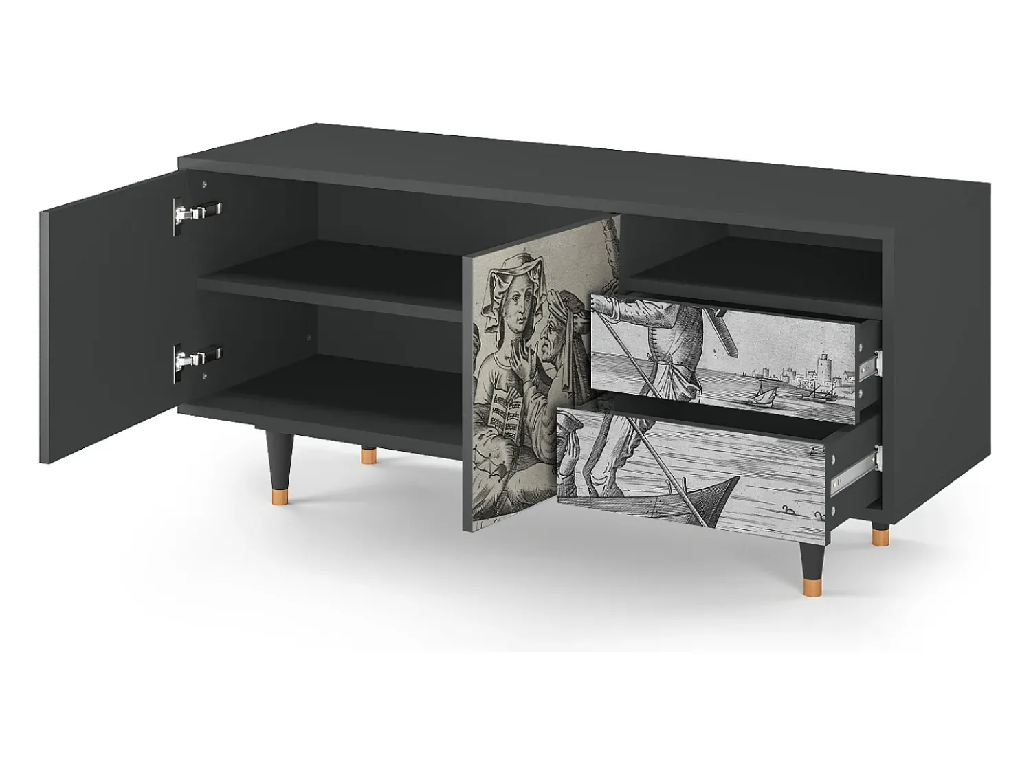Móvel De Tv| Mueble de TV - 125х56х41 cm - T7 - Blau Schuyte, Antracite Cinza antracite