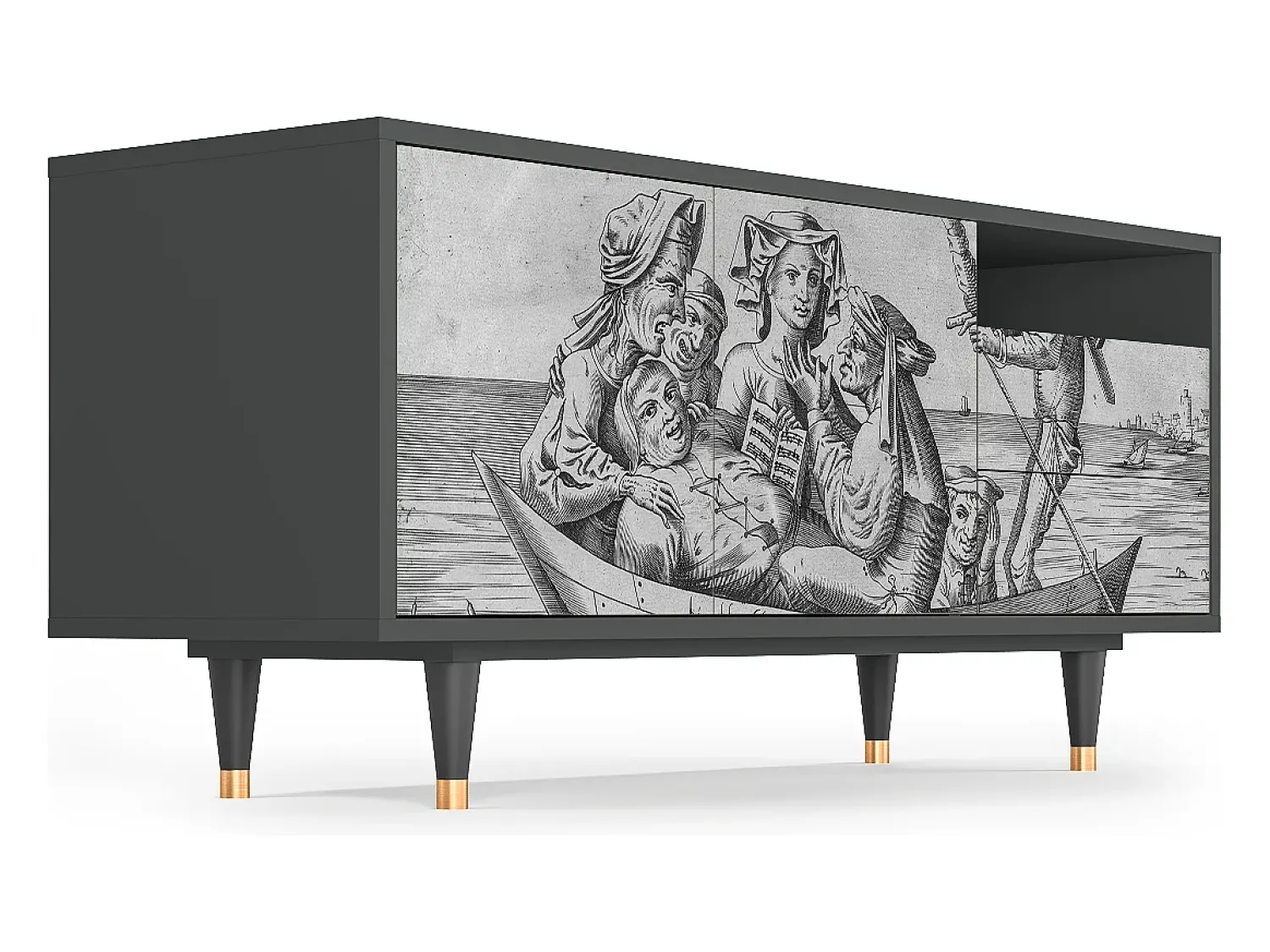 Móvel De Tv| Mueble de TV - 125х56х41 cm - T7 - Blau Schuyte, Antracite Cinza antracite