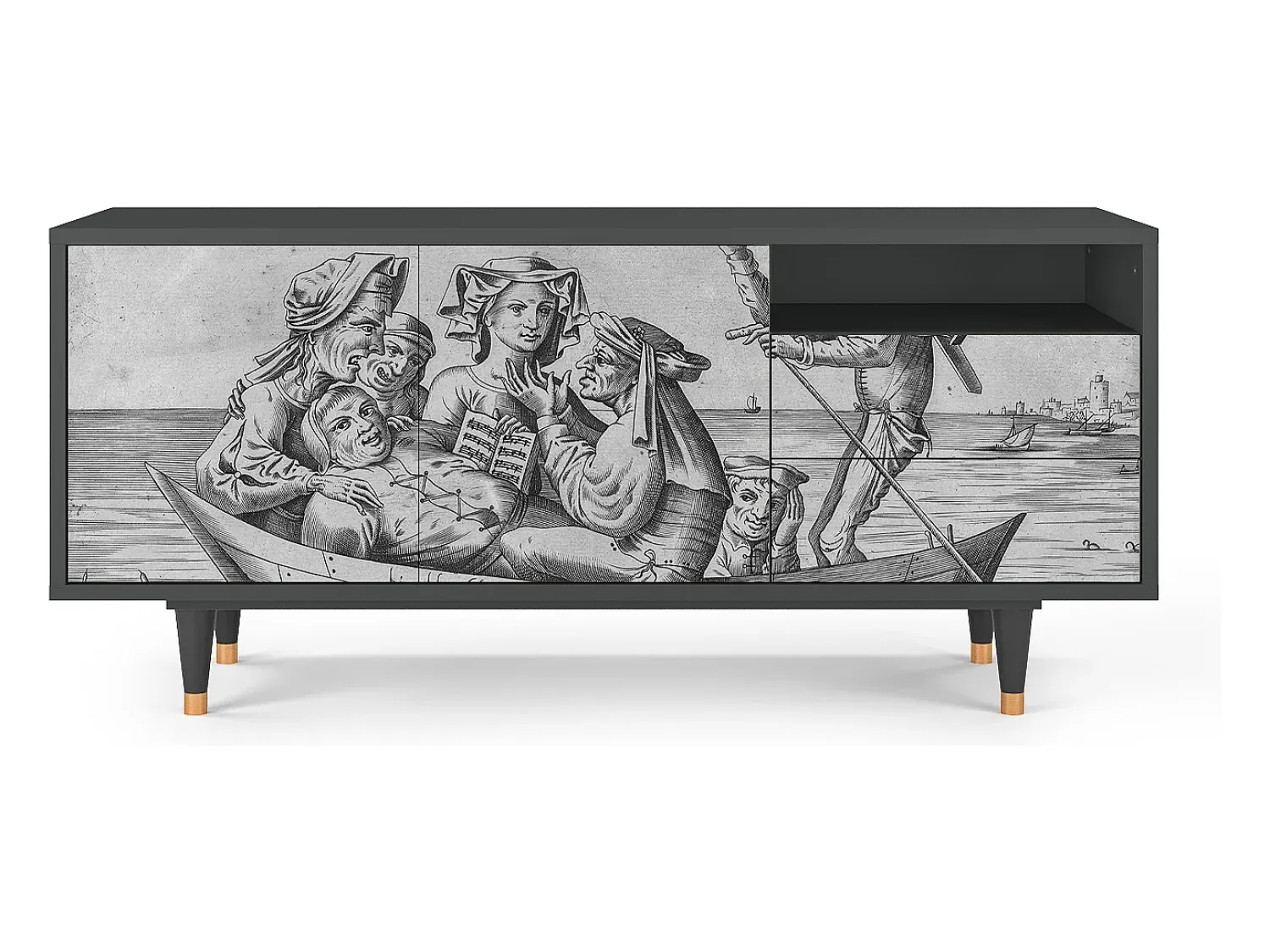 Móvel De Tv| Mueble de TV - 125х56х41 cm - T7 - Blau Schuyte, Antracite Cinza antracite