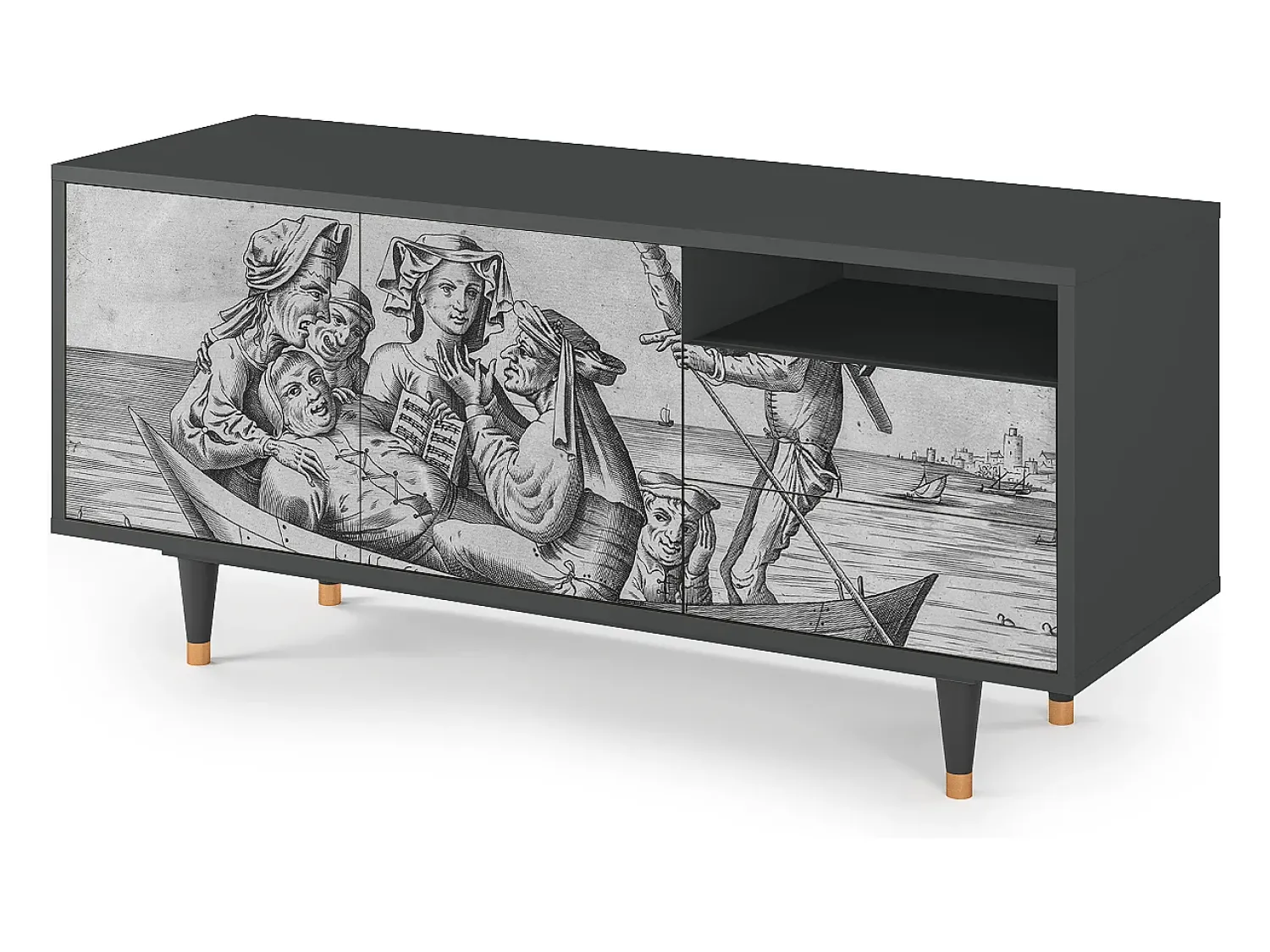 Móvel De Tv| Mueble de TV - 125х56х41 cm - T7 - Blau Schuyte, Antracite Cinza antracite