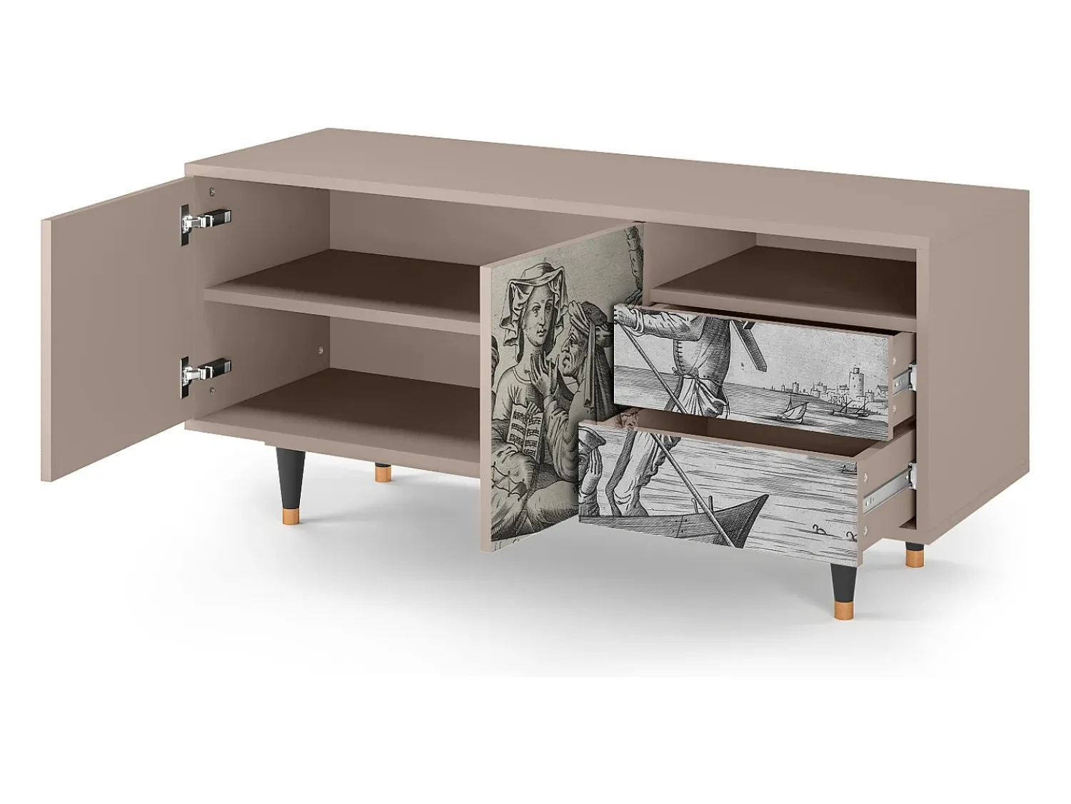 Móvel De Tv| Mueble de TV - 125х56х41 cm - T7 - Blau Schuyte, Latte Bege