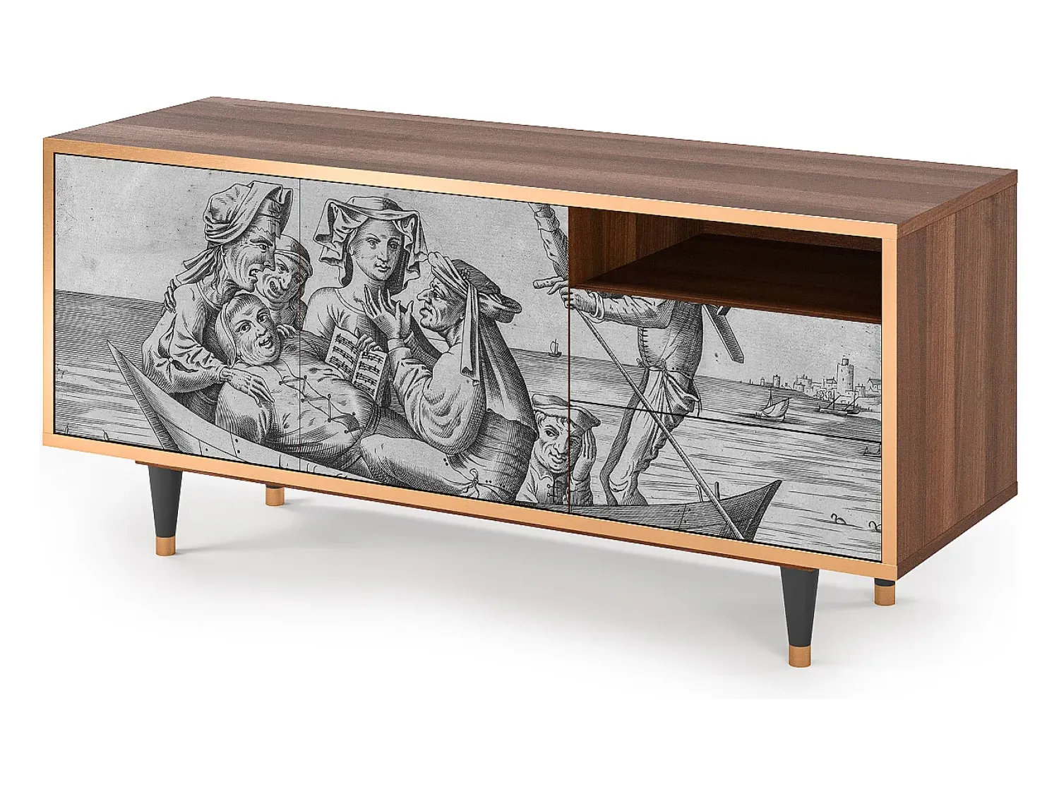 Móvel De Tv* Mueble de TV - 125х56х41 cm - T7 - Blau Schuyte, Nogueira Castanho