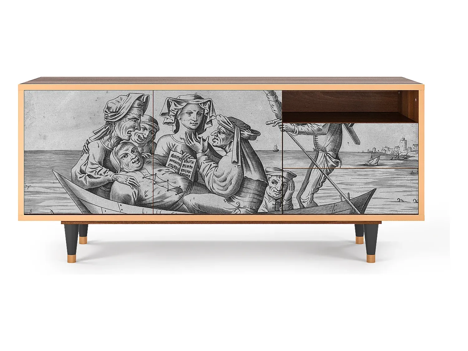 Móvel De Tv* Mueble de TV - 125х56х41 cm - T7 - Blau Schuyte, Nogueira Castanho