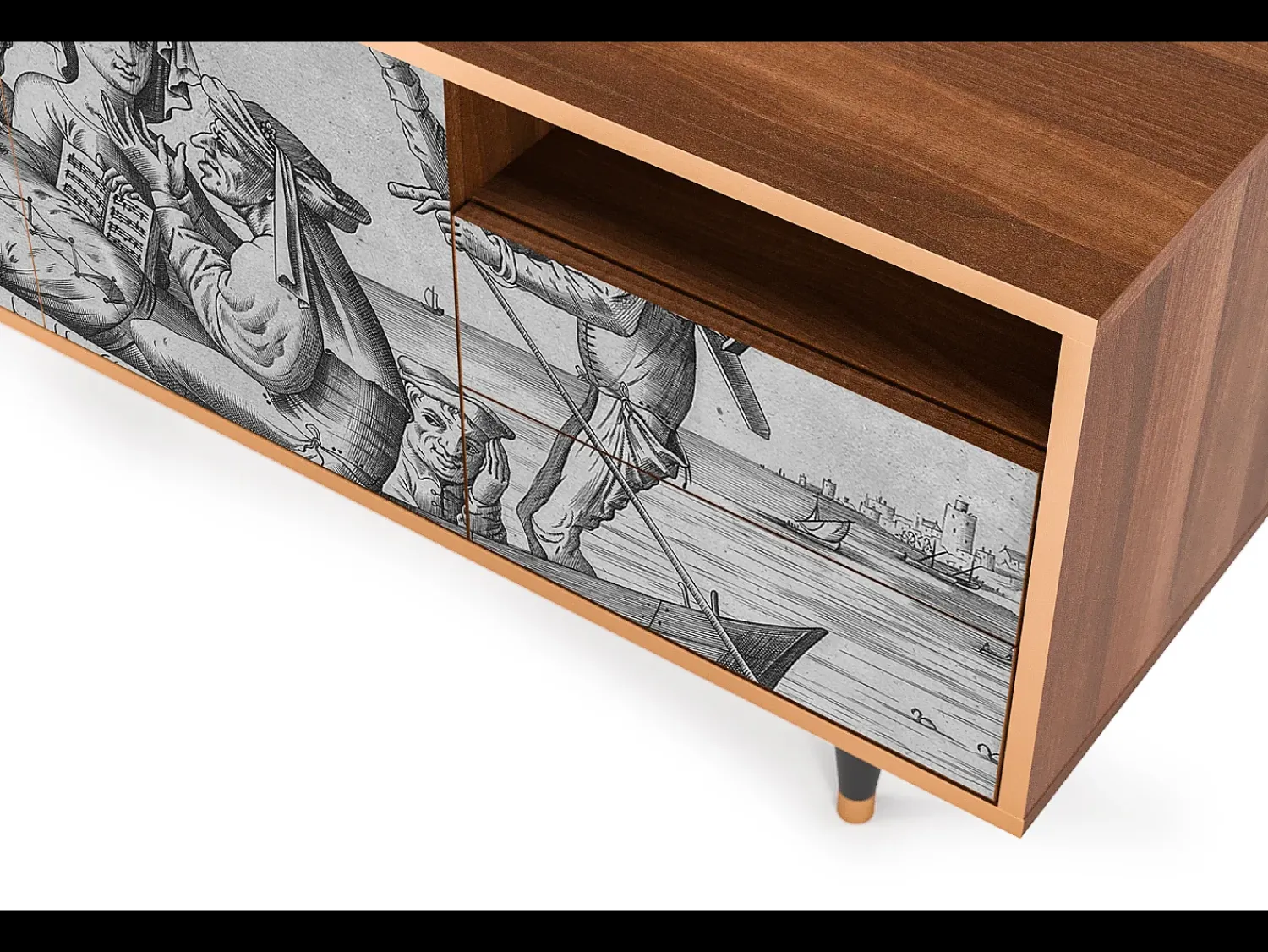Móvel De Tv* Mueble de TV - 125х56х41 cm - T7 - Blau Schuyte, Nogueira Castanho