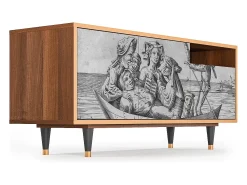 Móvel De Tv* Mueble de TV - 125х56х41 cm - T7 - Blau Schuyte, Nogueira Castanho