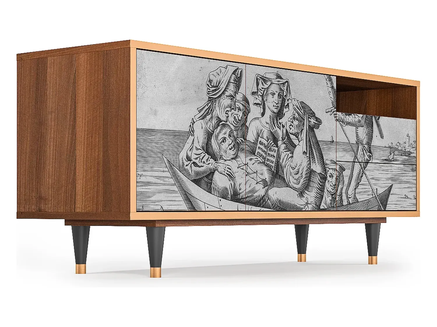 Móvel De Tv* Mueble de TV - 125х56х41 cm - T7 - Blau Schuyte, Nogueira Castanho