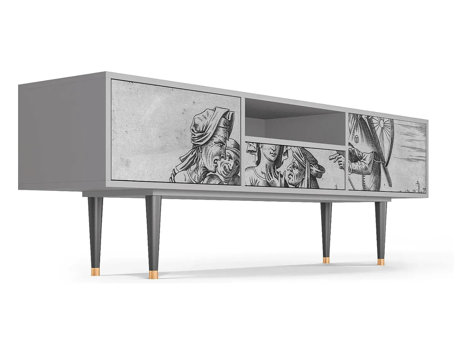 Móvel De Tv| Mueble de TV - 170х59х41 cm - T6 - Blau Schuyte, Cinza Cinzento