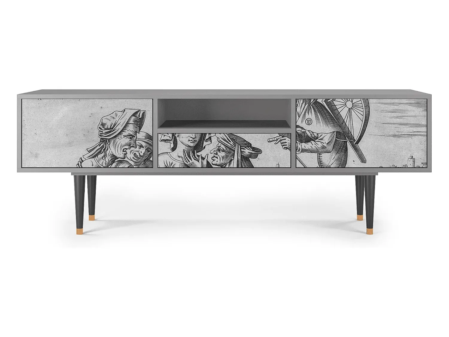 Móvel De Tv| Mueble de TV - 170х59х41 cm - T6 - Blau Schuyte, Cinza Cinzento
