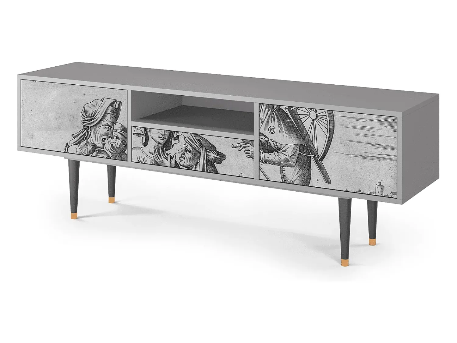 Móvel De Tv| Mueble de TV - 170х59х41 cm - T6 - Blau Schuyte, Cinza Cinzento