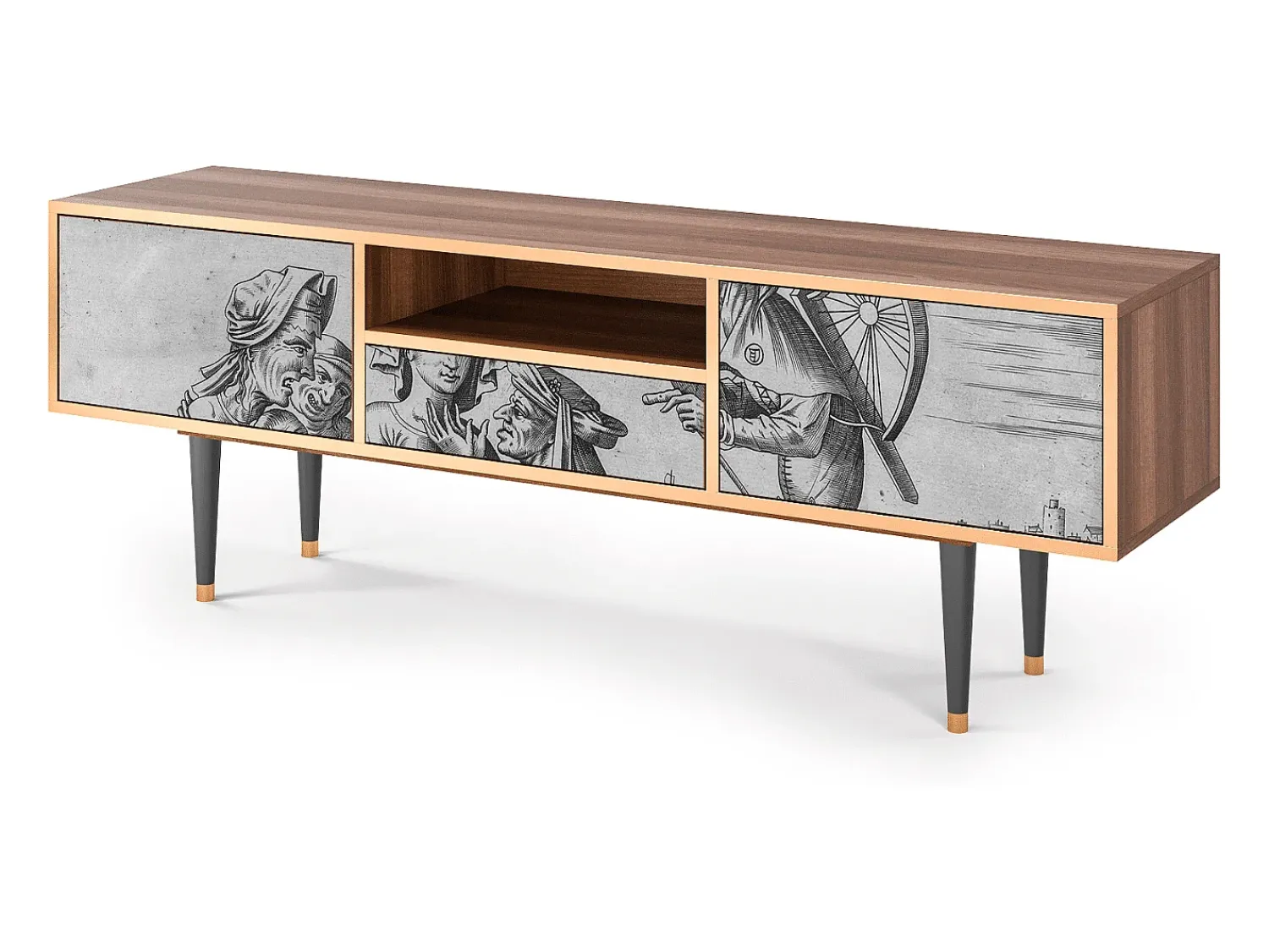 Clearance Mueble de TV - 170х59х41 cm - T6 - Blau Schuyte, Nogueira Castanho