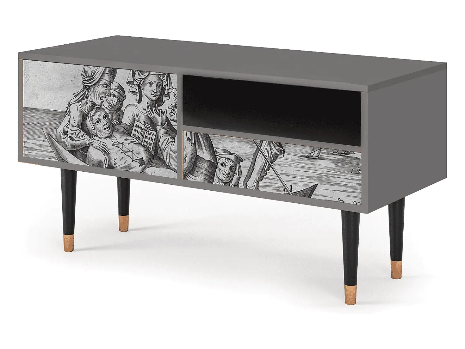 Móvel De Tv* Mueble de TV - 115х59х48 cm - T3 - Blau Schuyte, Cinza Cinzento