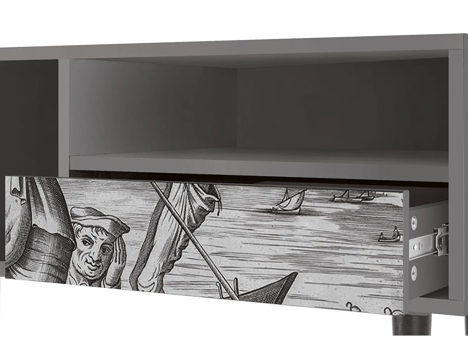 Móvel De Tv* Mueble de TV - 115х59х48 cm - T3 - Blau Schuyte, Cinza Cinzento