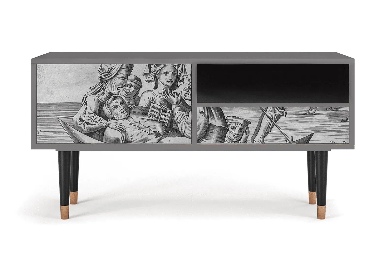 Móvel De Tv* Mueble de TV - 115х59х48 cm - T3 - Blau Schuyte, Cinza Cinzento