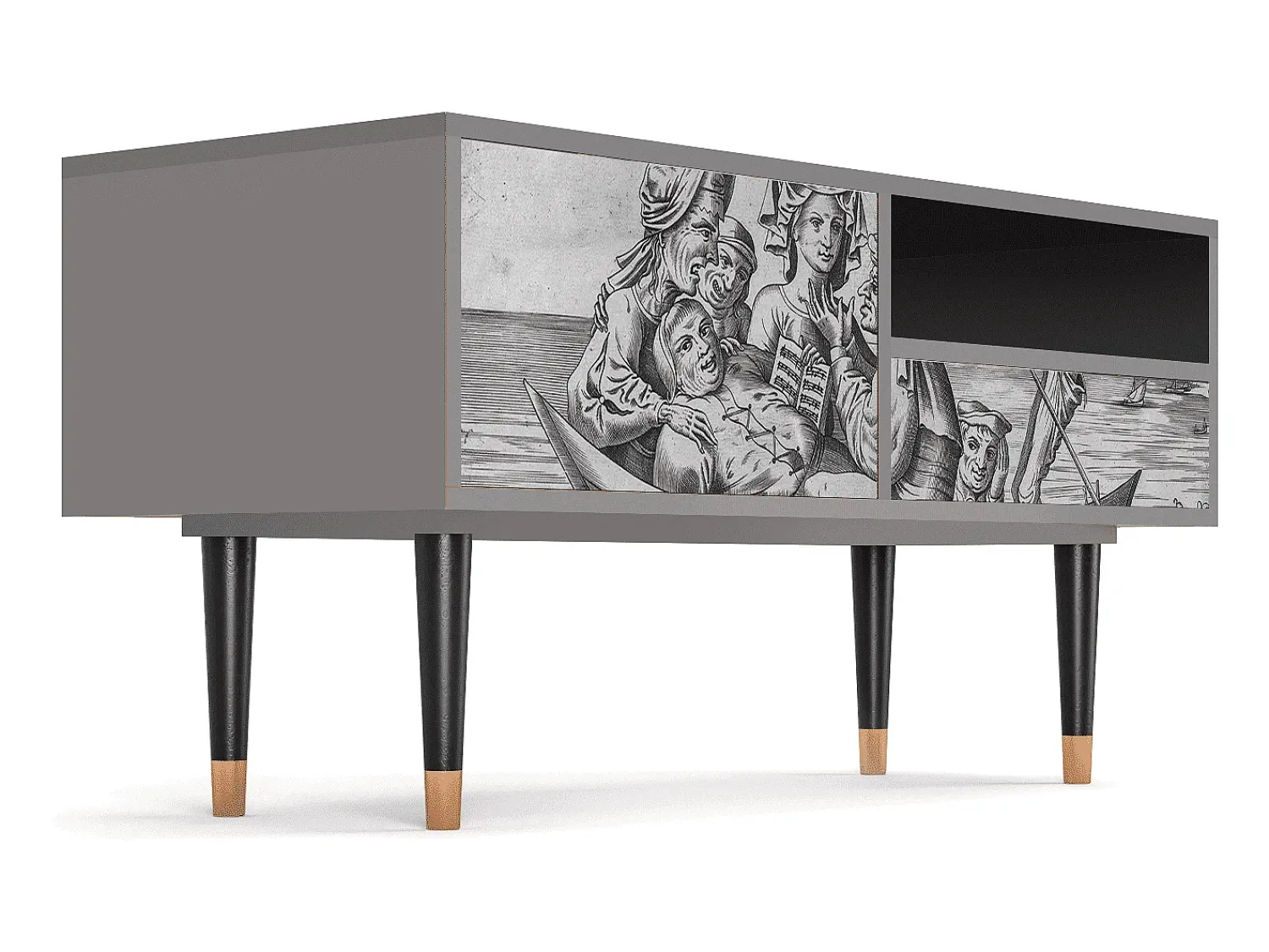 Móvel De Tv* Mueble de TV - 115х59х48 cm - T3 - Blau Schuyte, Cinza Cinzento