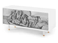 Móvel De Tv* Mueble de TV - 125х56х41 cm - T7 - Blau Schuyte, Branco Bege