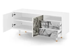 Móvel De Tv* Mueble de TV - 125х56х41 cm - T7 - Blau Schuyte, Branco Bege