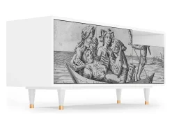 Móvel De Tv* Mueble de TV - 125х56х41 cm - T7 - Blau Schuyte, Branco Bege
