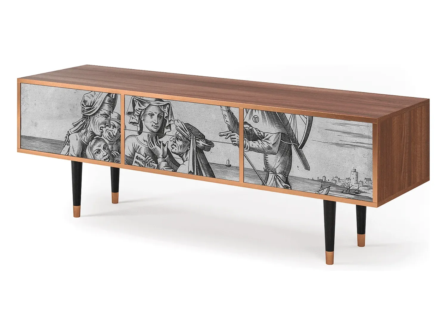 Best Mueble de TV - 170х59х48 cm - T4 - Blau Schuyte, Nogueira Castanho