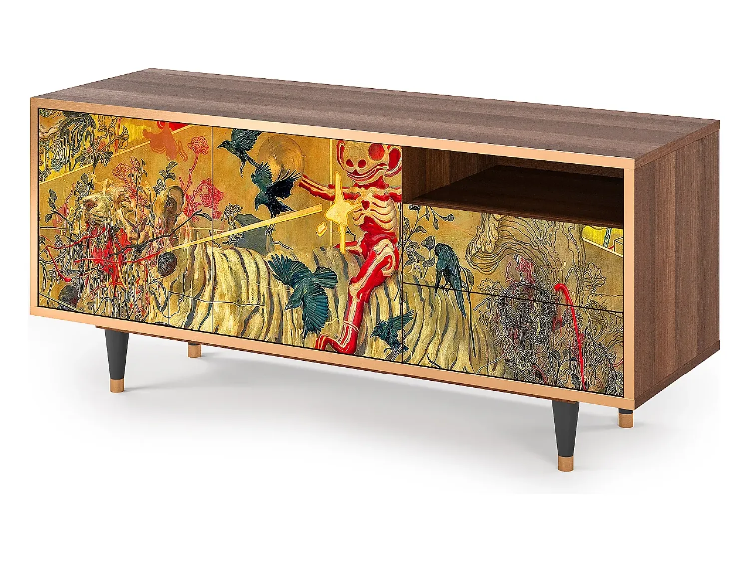 Mueble de TV - 125х56х41 cm - T7 - Blood by James Jean, Nogueira Castanho