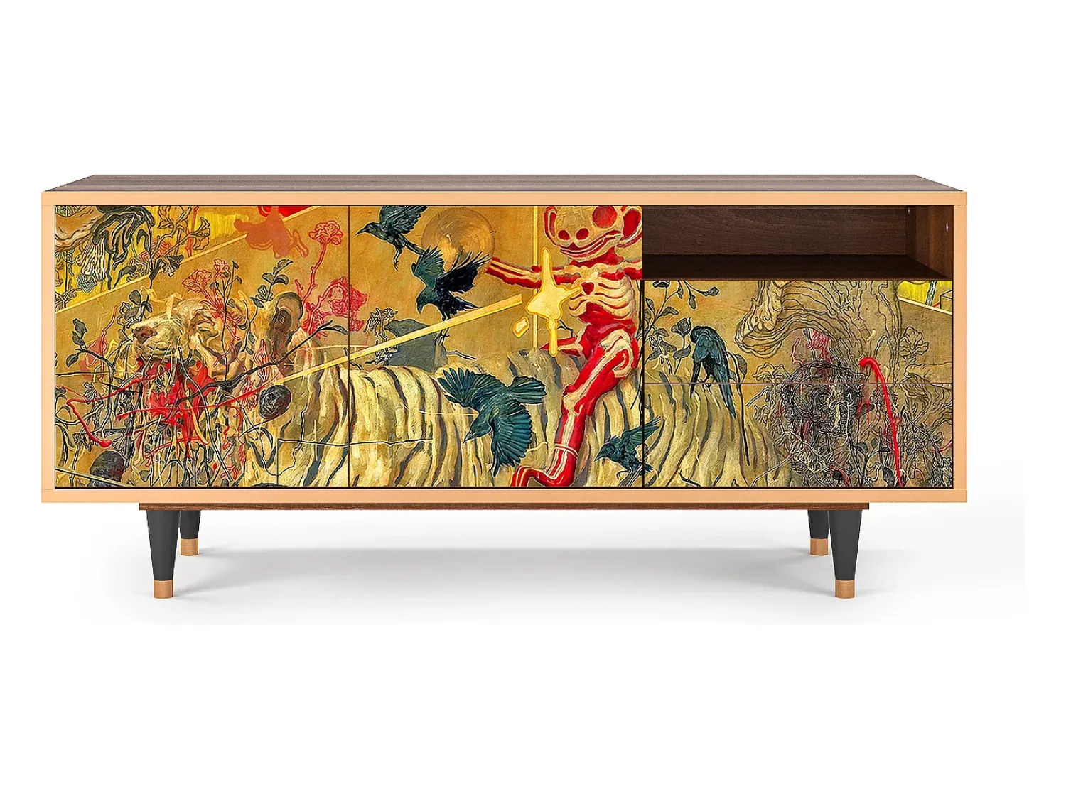 Mueble de TV - 125х56х41 cm - T7 - Blood by James Jean, Nogueira Castanho